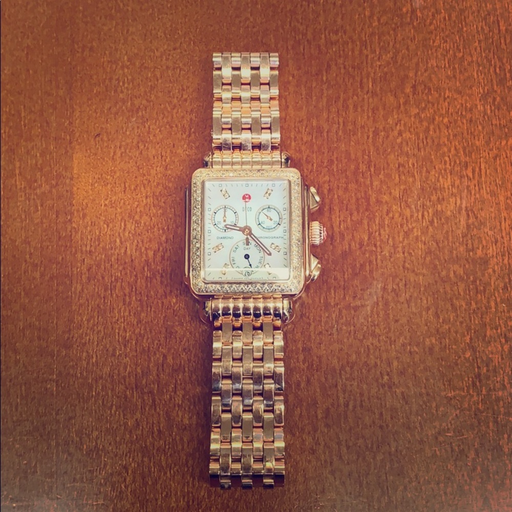 SOLD: Michele Watch: 18k Rose Gold with Diamonds - Picture 1 of 8